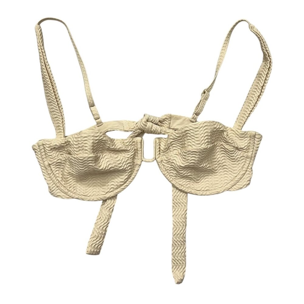 Monday Swimwear Cala Roja Textured Balconette Bikini Swim Top Beige Size‎ Large